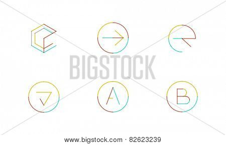 Logo set thin line clean style - business icons, branding emblems