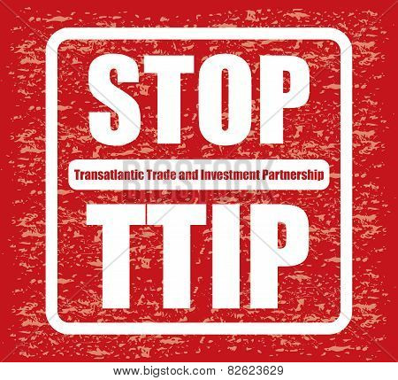 Red Banner Or Poster With Stop Ttip Sign