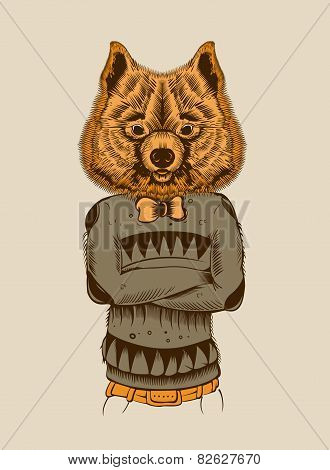 Illustration of a Hipster Dog.