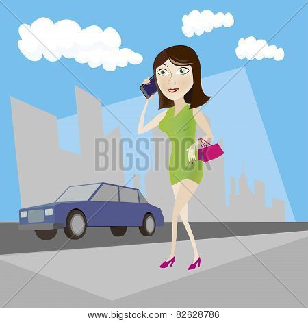 Woman On City