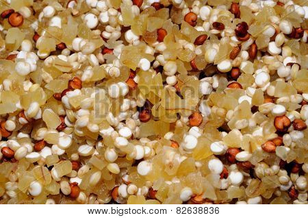 Dried Quinoa and Bulgar Wheat.