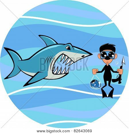 Shark and diver