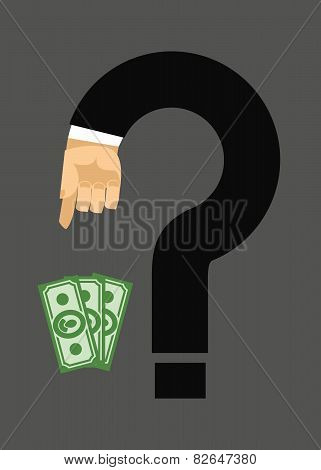 Question Mark And The House. Business Illustration. Hand Gestures