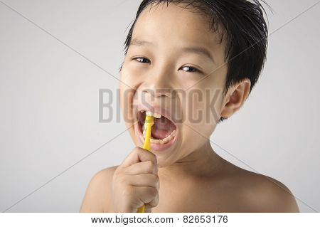 boy brushing