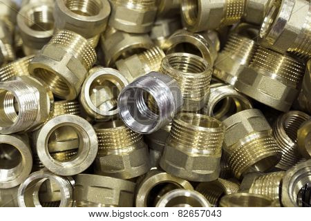 metal threaded connection parts closeup