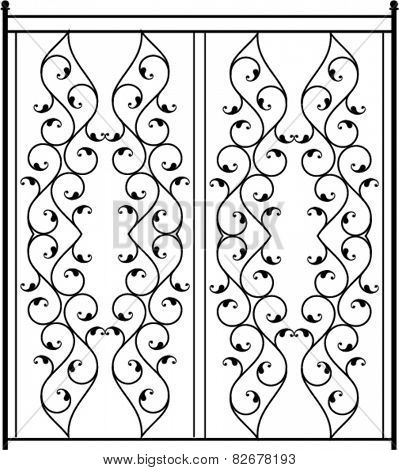 Wrought Iron Gate, Door, Fence, Window, Grill, Railing Design Vector Art