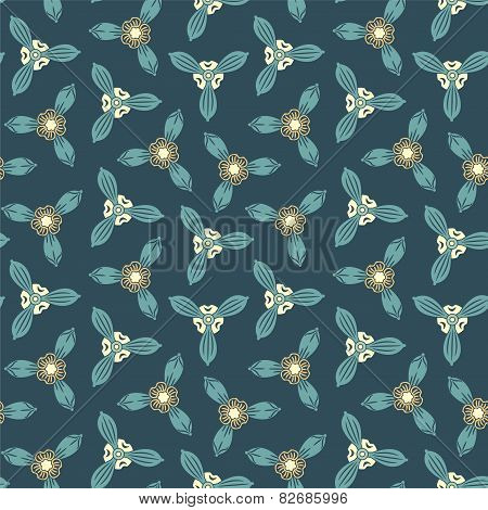 Cartoon Flowers On A Dark Blue Background