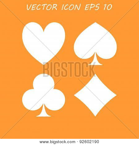 Vector Playing Card Suit Icon Symbol Set.