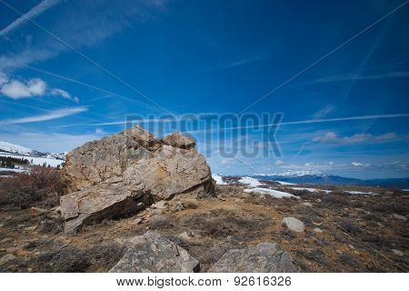Mountaintop Boulder In Sierra Nevada