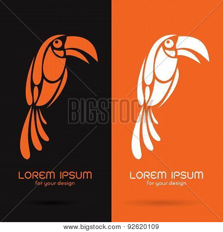 Vector Image Of An Hornbill Design On Black Background And Orange Background, Logo, Symbol