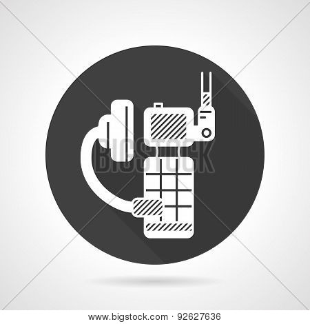 Portable radio kit black round vector icon