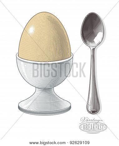 Egg in eggcup with spoon