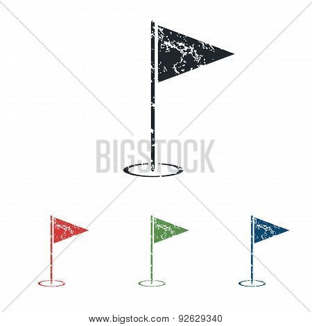 Flagstick grunge icon set