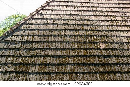 The Old Roof With Moss-grown Tiles