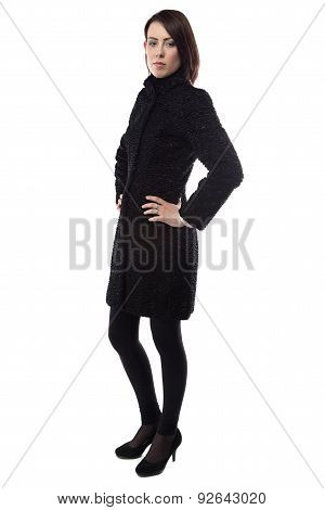 Image Of Woman In Fake Karakul Coat