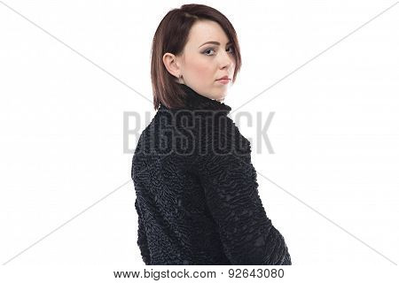 Portrait Of Woman In Fake Karakul Coat