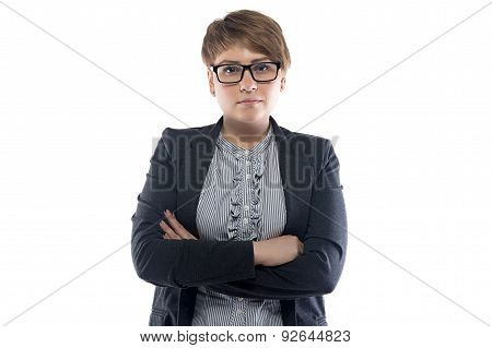 Photo of pudgy business woman with short hair