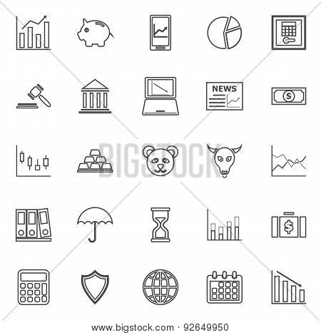 Stock Market Line Icons On White Background