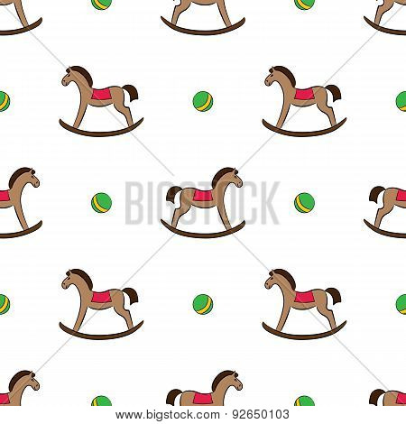 Seamless Pattern With Rocking-horses And Balls