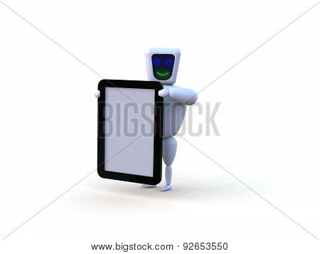 Robot with mobile tablet device