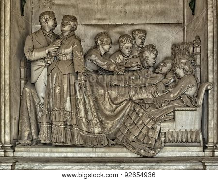 Family Group That Mourns A Loved One