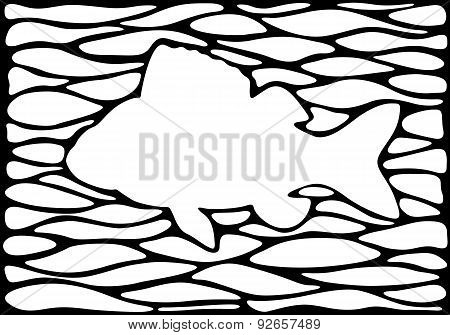 Silhouette Of A Fish On A Sea Background