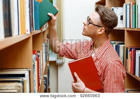 Smart student in a library