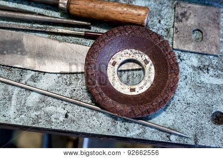 Old Metal Sterring With Tool