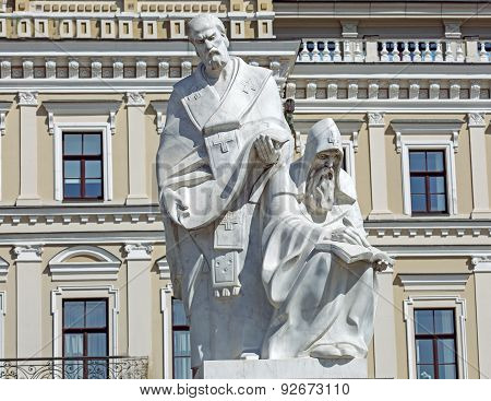 Cyril And Mefodiy Are Founders Of The Slavic Written Language. Monument In Kiev