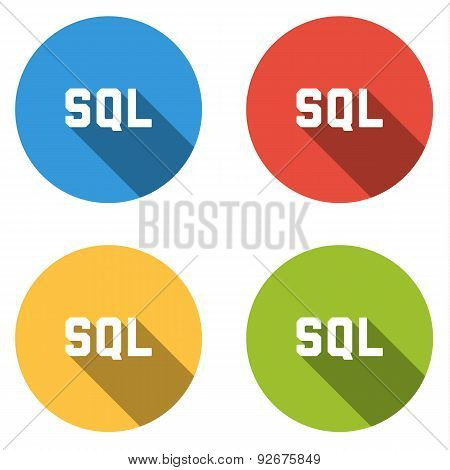 Collection Of 4 Isolated Flat Buttons For Sql Title