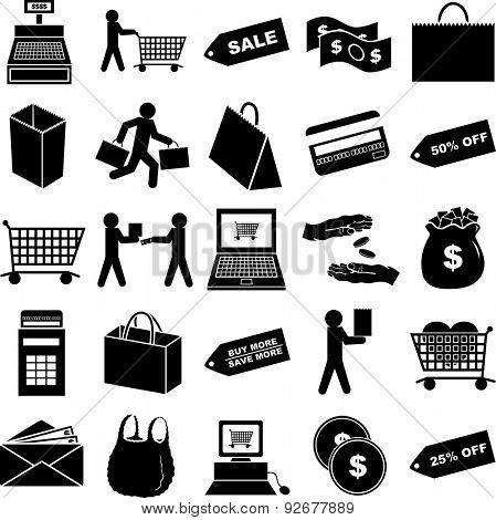 shopping symbols set