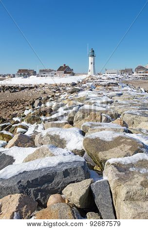 Scituate Lighthouse In South Shore Of Boston