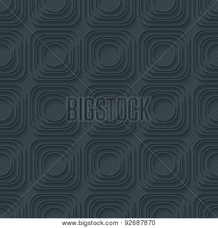 Rounded squares dark perforated paper with outline extrude effect. 3d seamless background. See others in My Perforated Paper Sets.