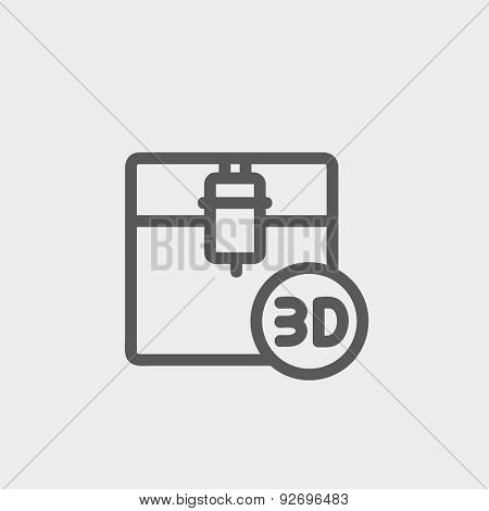 3D printing machine icon thin line for web and mobile, modern minimalistic flat design. Vector dark grey icon on light grey background.