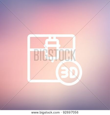 3D printing machine icon thin line for web and mobile, modern minimalistic flat design. Vector white icon on gradient mesh background.