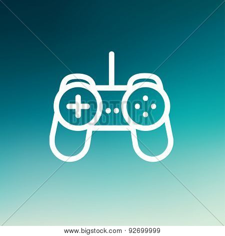 Joystick icon thin line for web and mobile, modern minimalistic flat design. Vector white icon on gradient mesh background.