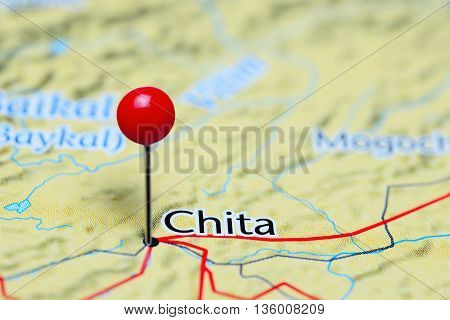 Chita pinned on a map of Russia