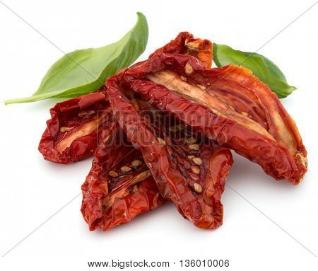 Dried tomatoes isolated on white background cutout