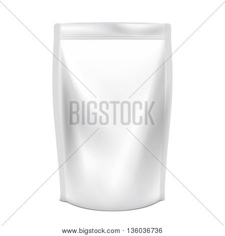 Doypack vector. Doypack for food or drink. Plastic pack doypack. Doypack product, doypack food, doypack snack, liquid doypack illustration