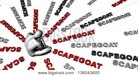Suffering From Scapegoat with a Victim Crying Male 3d Illustration Render