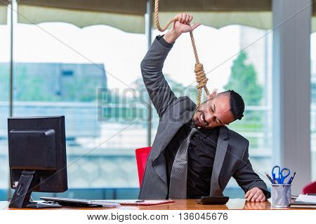 Businessman hanging himself after bankruptcy
