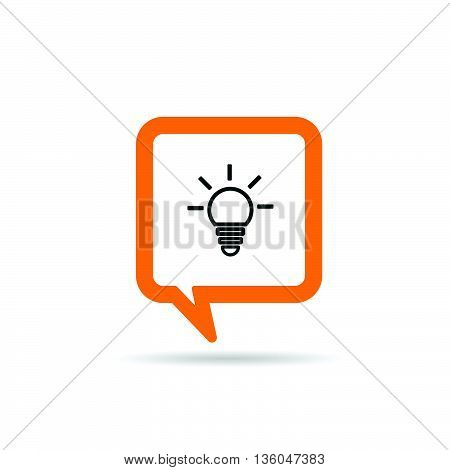 Square Orange Speech Bubble With Bilb Icon