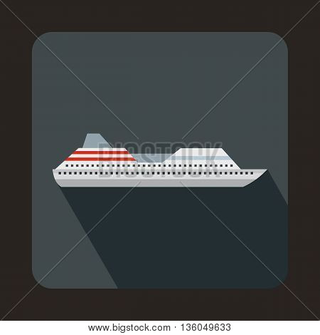 Cruise liner icon in flat style on a gray background