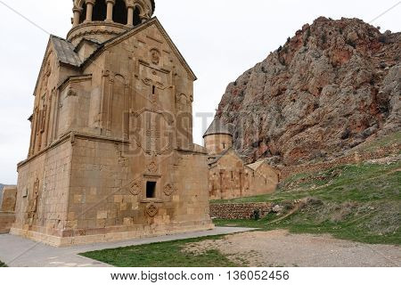 Ancient monastery Noravank in the mountains in Amaghu valley, Armenia. Was founded in 1205. 