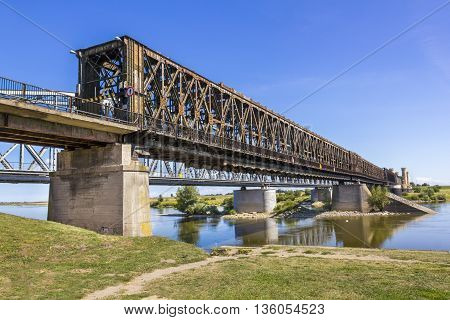 TCZEW, POLAND - AUGUST 29: Historic road bridge in Tczew built in the years 1851-1857 on August 29, 2014 in Tczew.