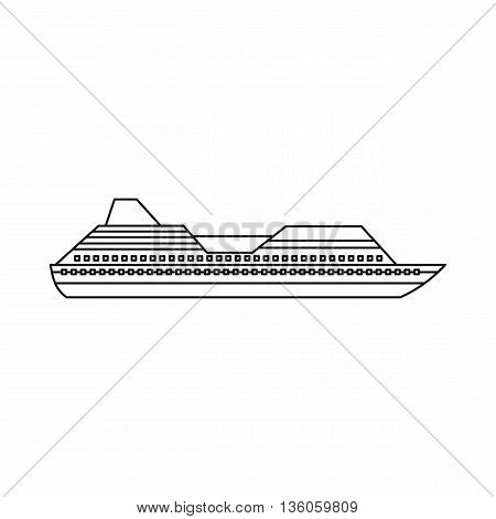 Cruise liner icon in outline style isolated on white background