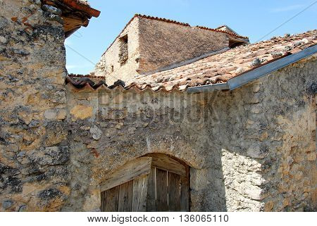 mountain architecture among the alleys of Assergi in Abruzzo - Italy