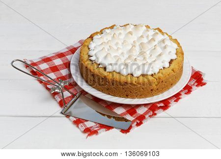 Sweet Cake With Strawberries Decorated With Meringue