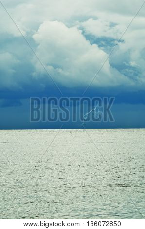 storm with lightning over the sea, inspring