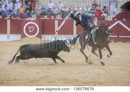 Ubeda SPAIN - September 29 2011: Alvaro Montes bullfighter on horseback spanish Ubeda Jaen Spain
